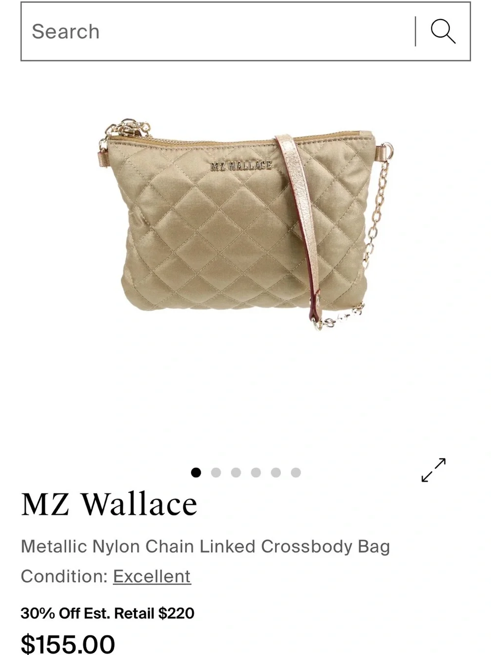 MZ Wallace Quilted Metallic Crossbody Bag - Rose Gold